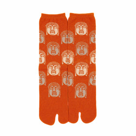Front view of long orange Tabi Socks " Nara Daibutsu "