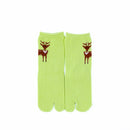 Front view of long green Tabi Socks " Pixel Shika "– children's size