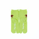 Back view of long green Tabi Socks " Pixel Shika "– children's size