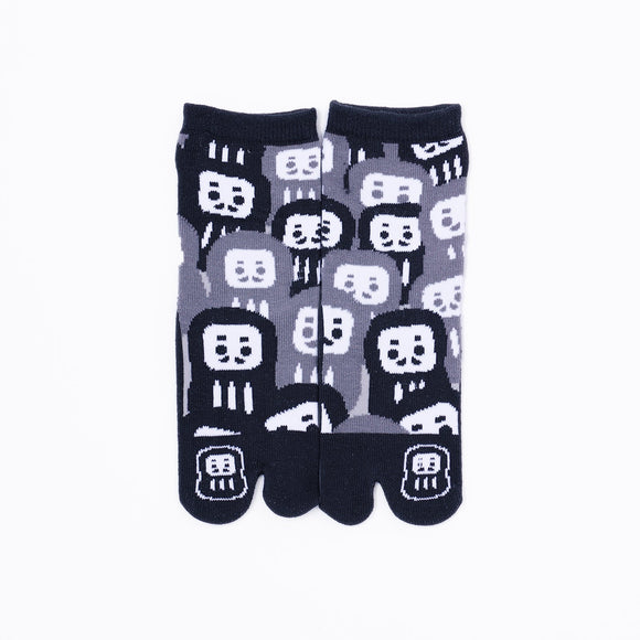 Front view of long black Tabi Socks " Daruma "– children's size