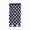 Front view of long navy Tabi Socks " Beer "