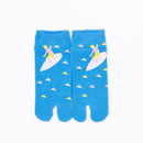 Front view of short blue Tabi Socks " Surfer"